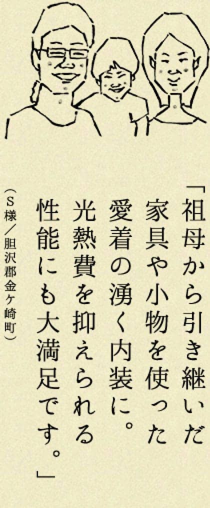 母から引き継いだ家具や小物を使った愛着の湧く内装に。光熱費を抑えられる性能にも大満足です。（Ｓ様／胆沢郡金ケ崎町）