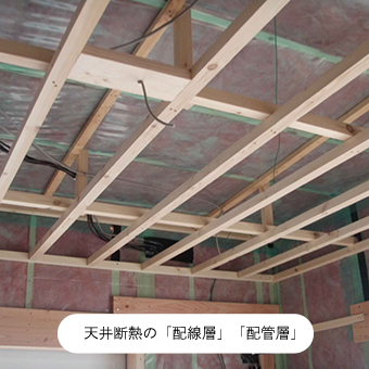 天井の配線層と配管層